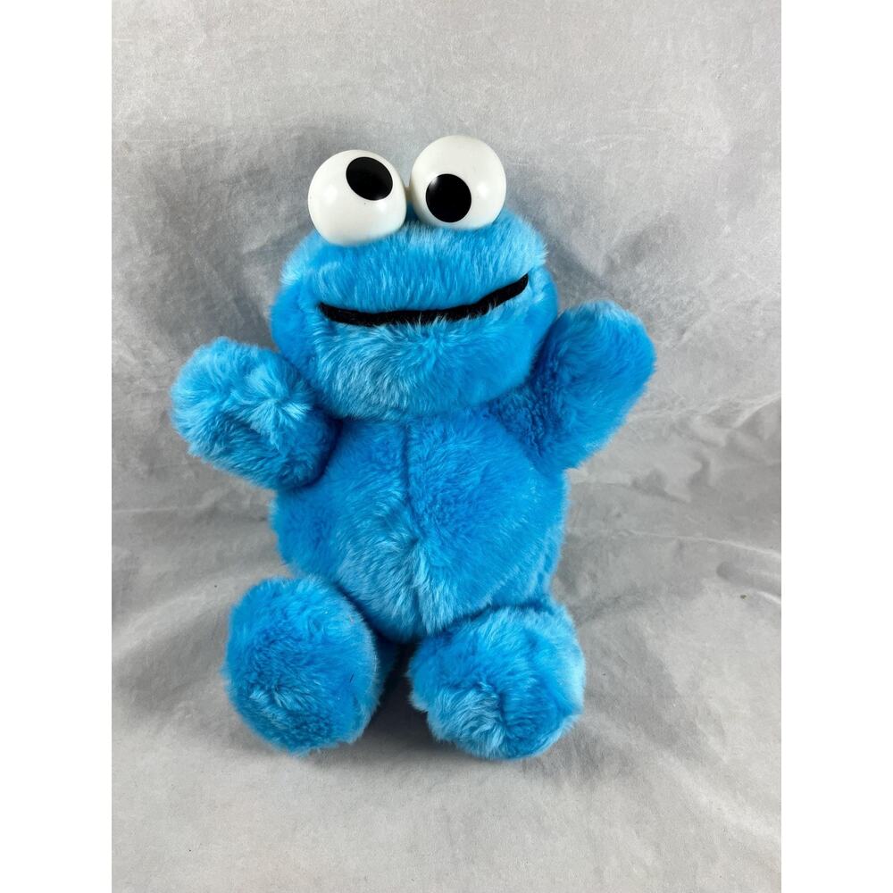 Playskool Cookie Monster Stuffed Plush Animal Rattle Eyes Muppet 11" Vintage 80s